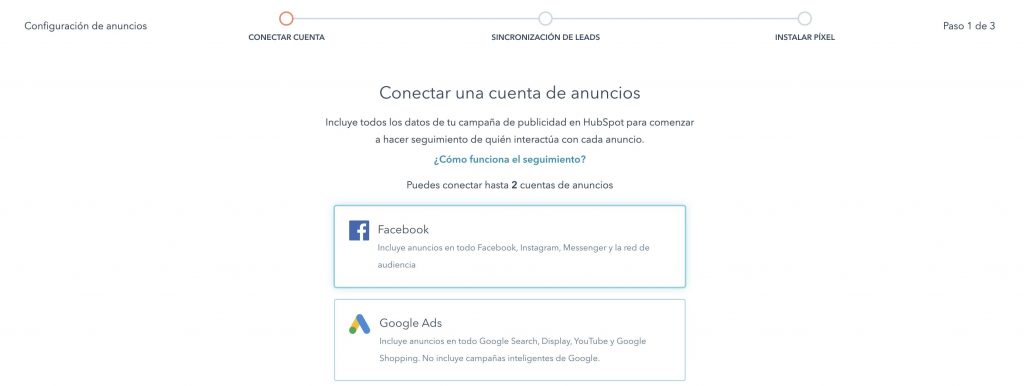 Plataforma para hacer publicidad de HubSpot en Facebook Ads, LinkedIn Ads y Google Ads